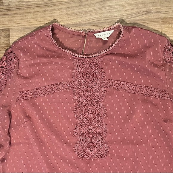 Lace Accent Blouse - Dusty Rose - size L - Picture 2 of 9